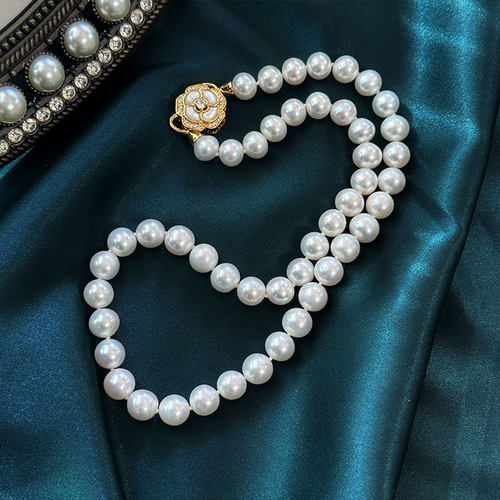 《光年》9-10mm无核淡水珍珠项链山茶花可掰扣妈妈链母亲节礼物女
