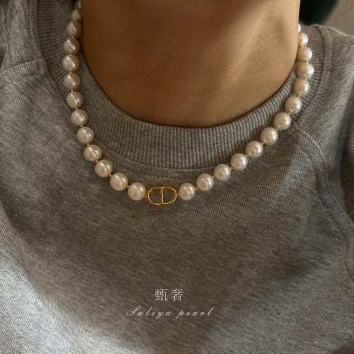 甄奢无核淡水珍珠CD设计款项链