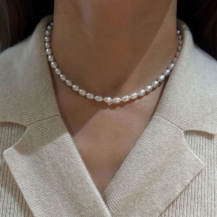 赵思露同款 6mm天花板极光无核淡水米形状珍珠项链 梦寐皎洁