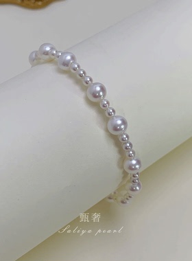 《晚星》特选极光高品质珍珠复古花式手串大小珠间隔弹力精致手链