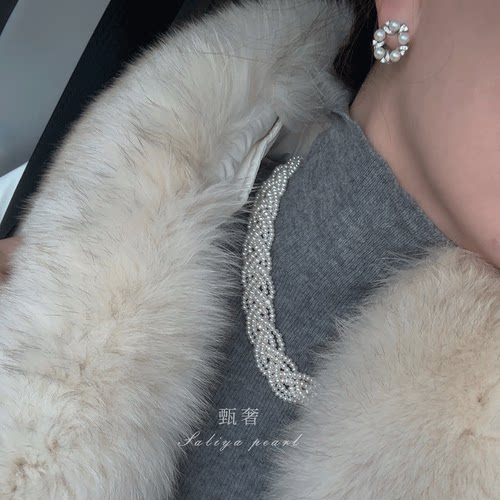 甄奢50cm复古编织淡水珍珠项链