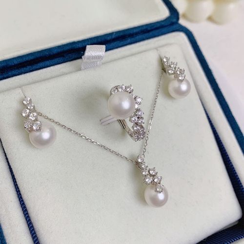 《繁星》系列M家同款天然淡水珍珠耳钉戒指项链法式优雅精致套装