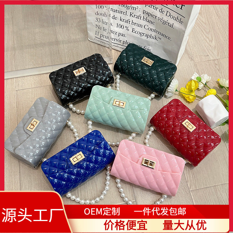 2026adies handbag潮流新款外贸女包甜美手提包珍珠果冻包糖果色