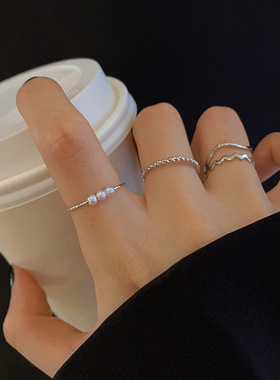 戒指女简约时尚五件套组合套装开口指环女网红个性尾戒手饰品