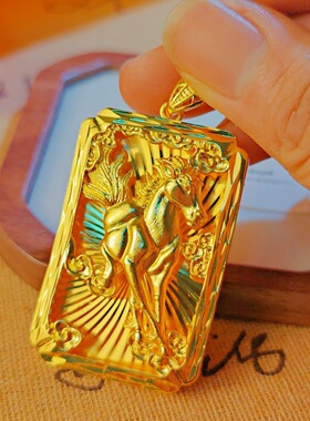 新中式古法马到成功吊坠男款潮流霸气本命年挂坠饰品货源