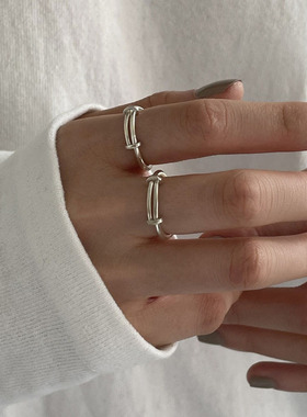 S925镀银戒指女款个性时尚推拉调节指环设计小众对戒冷淡风戒指