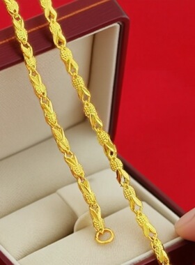 正品越南沙金项链女生百搭沙金项链沙金色小鱼链元宝链送老婆礼物