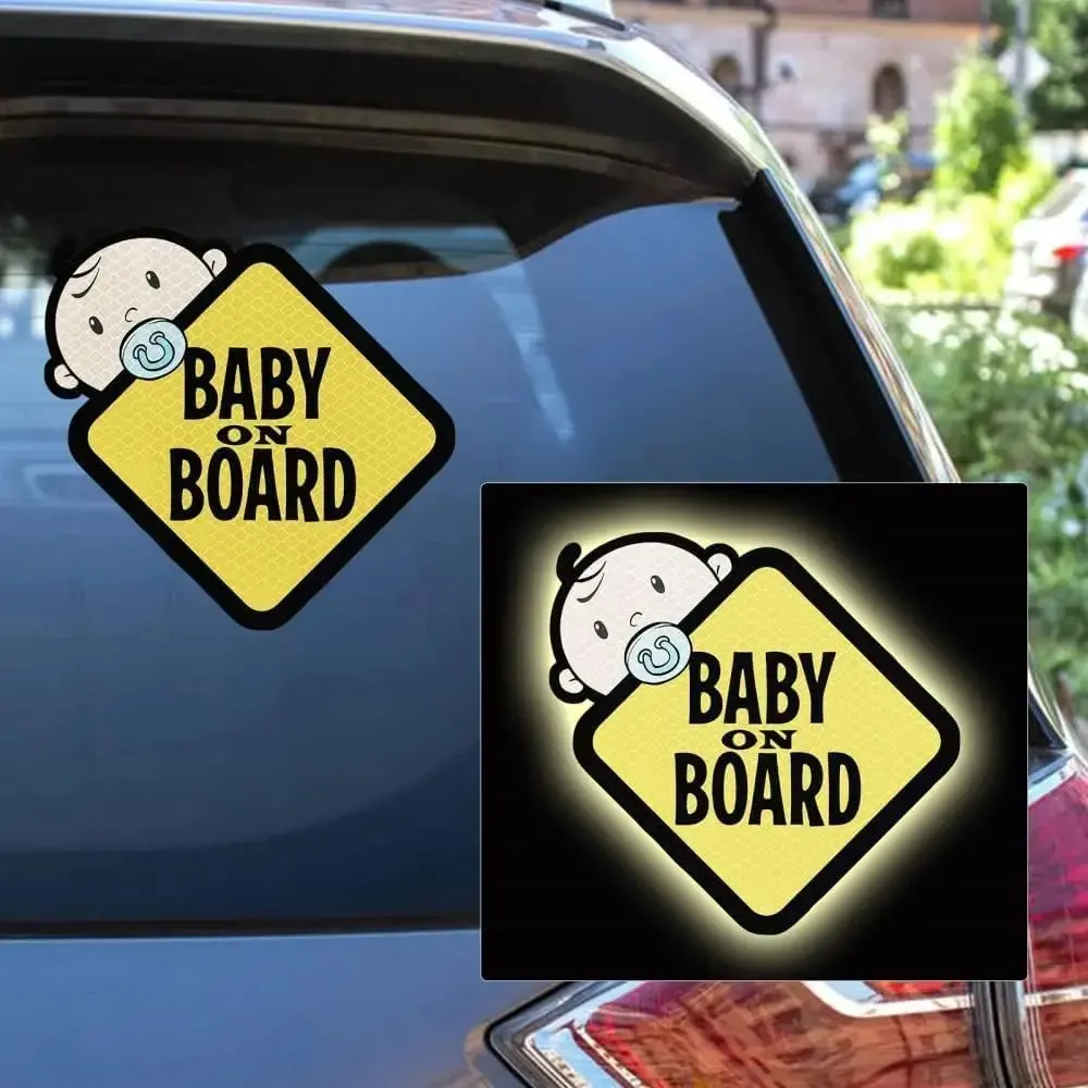 BabyOnBoard汽车贴纸防水乙烯基安全车标志适用于后排侧窗反光贴