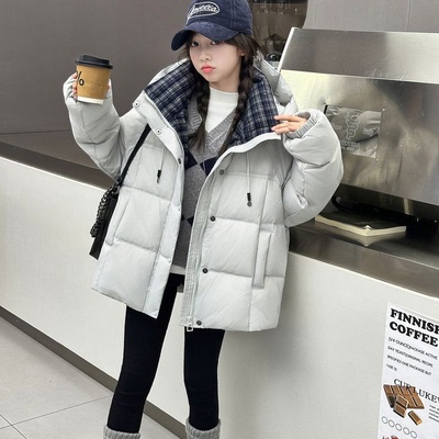 女童2025新款连帽棉服冬季加厚保暖外套洋气云朵泡芙羽绒棉服