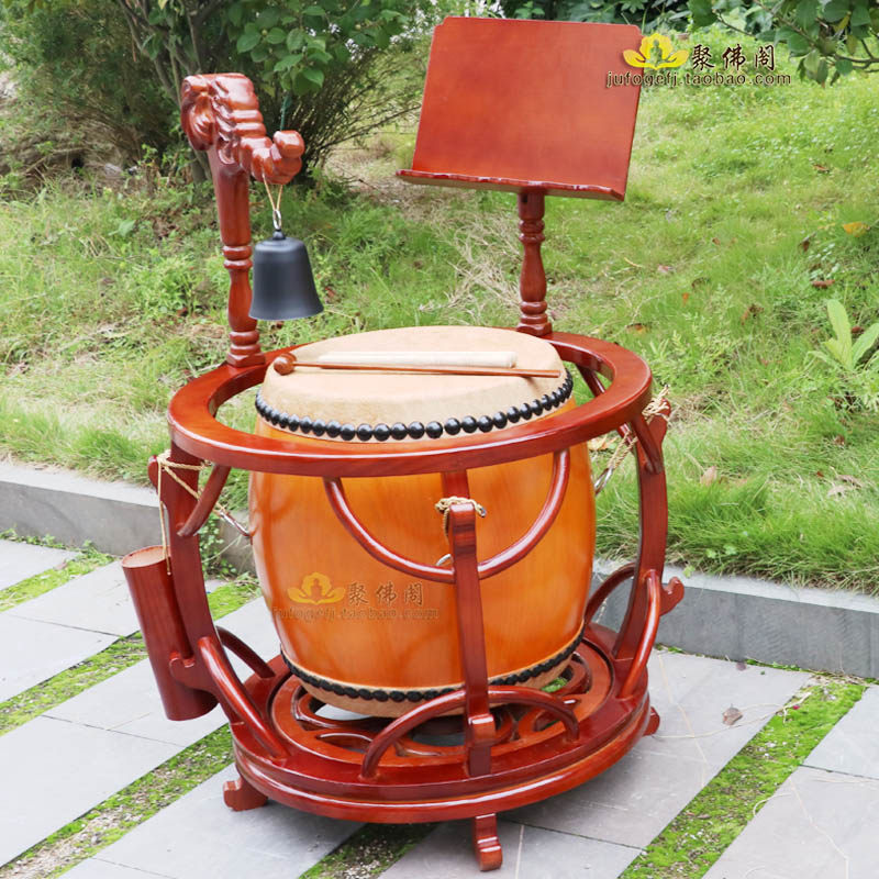 台湾16寸铃鼓法器寺庙大鼓宝水陆法会钟鼓架地钟精品