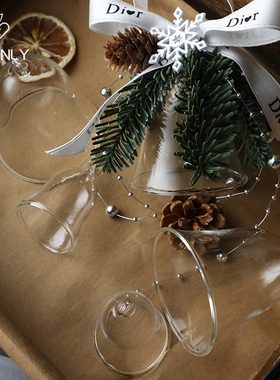 薇艺透明玻璃铃铛圣诞车挂摆件挂饰节日氛围橱窗装饰手工立体挂饰