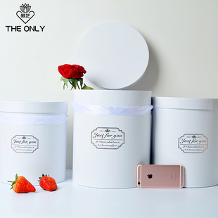 盒 插花桶花店专用花盒花艺花束包装 薇艺手提鲜花桶 圆形抱抱桶