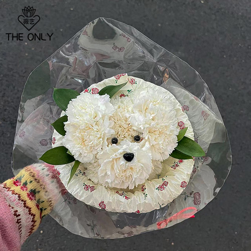 小狗花束薇艺鲜花包装材料