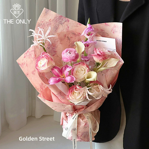 敦煌古法纸玫瑰花束包装纸花卉纸