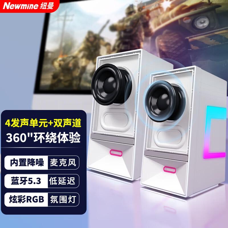 纽曼（Newmine）V4 电脑音响音箱 蓝牙电脑内置麦克立体声 白色