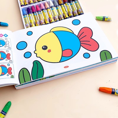 宝宝入门画画本3-6岁幼儿园手绘画册涂鸦填色图画涂色本