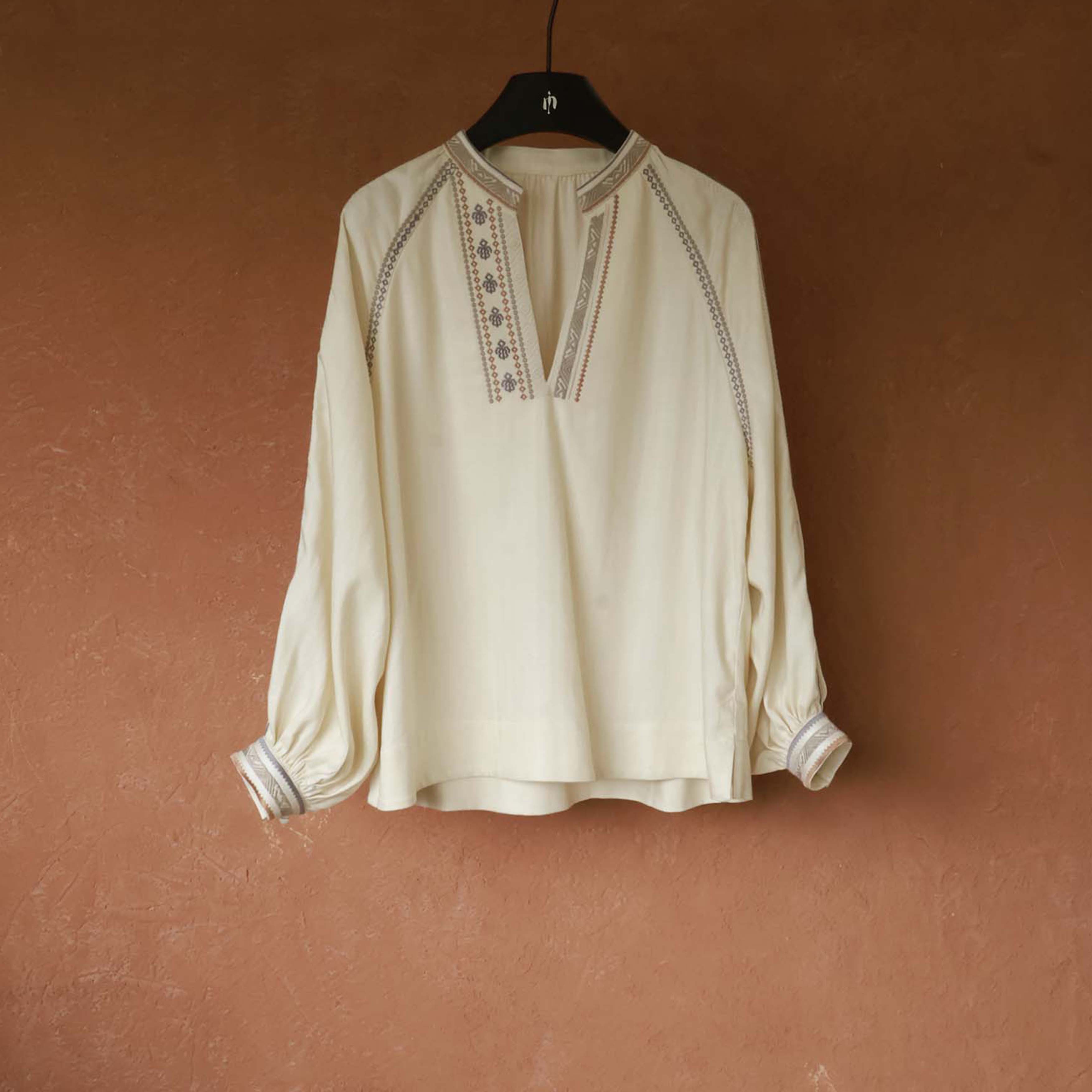 IMMUNO壹糯法式高密万针刺绣衬衫