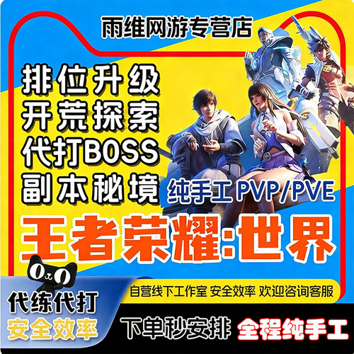 王者荣耀世界代练升级PVP段位探索主线专业日常铭文材料代打BOSS