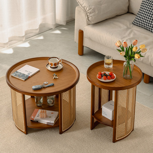 淡写2025日式创意藤编茶几