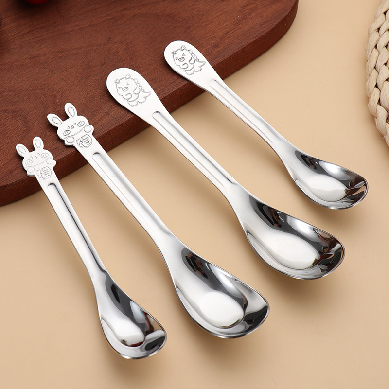 304不锈钢元宝勺家用汤匙成人干饭勺可爱儿童汤勺加厚学生西餐勺