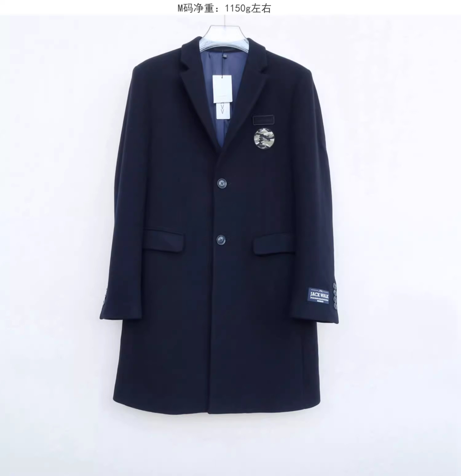 拉夏JW系170/92A正品断码男装 冬羊毛呢西装外套短大衣8B3274藏青