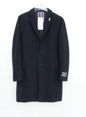 拉夏JW系列商场撤柜男装冬高级商务休闲舒柔双面呢大衣2A3734黑色