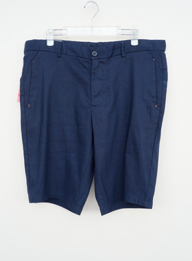 拉JW系列/36专柜断码夏男装舒柔天丝亚麻直筒休闲短裤4A4272藏青