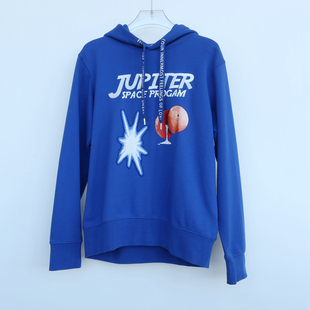 拉夏PT大牌撤柜正品男装秋冬加厚纯棉刺绣连帽套头卫衣2A2688宝蓝