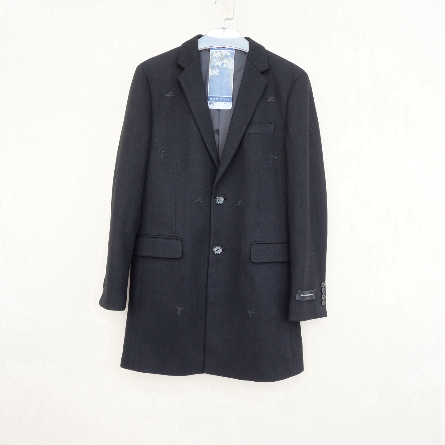 专柜正品超值男高档刺绣毛呢外套