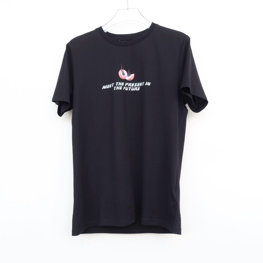 拉PT系列/M专柜男装夏纯棉舒柔胶印圆领短袖T恤2A2482黑色