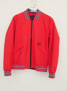 拉夏PT专柜撤柜正品男装春秋超短潮款稠密棉料夹克外套2A2562大红