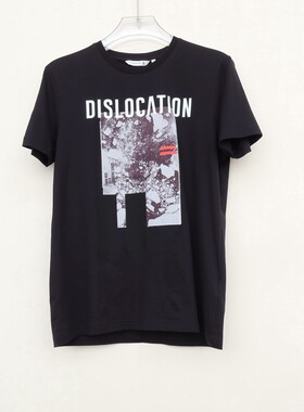 拉PT系列S/M专柜男装夏高级纯棉胶印圆领短袖T恤2A2206黑色