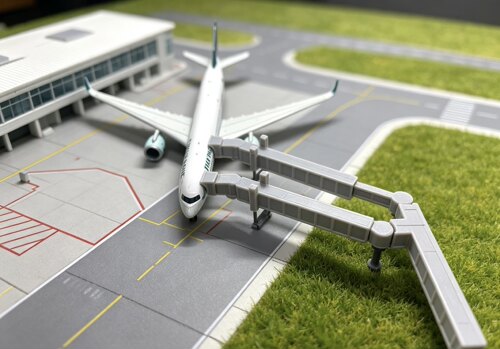 飞机模型3D打印1:400机场重型宽体机双登机口廊桥模型