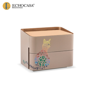 极简设计师款 Echocasa意式 轻奢高级感马鞍皮床头柜卧室二抽边柜