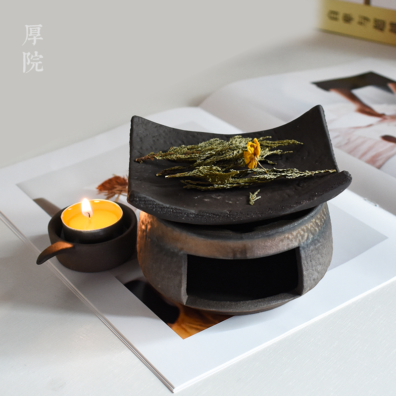 厚院【圭窈里】日式粗陶烤茶器可干烧隔火加热香薰炉香块粉扩香盘