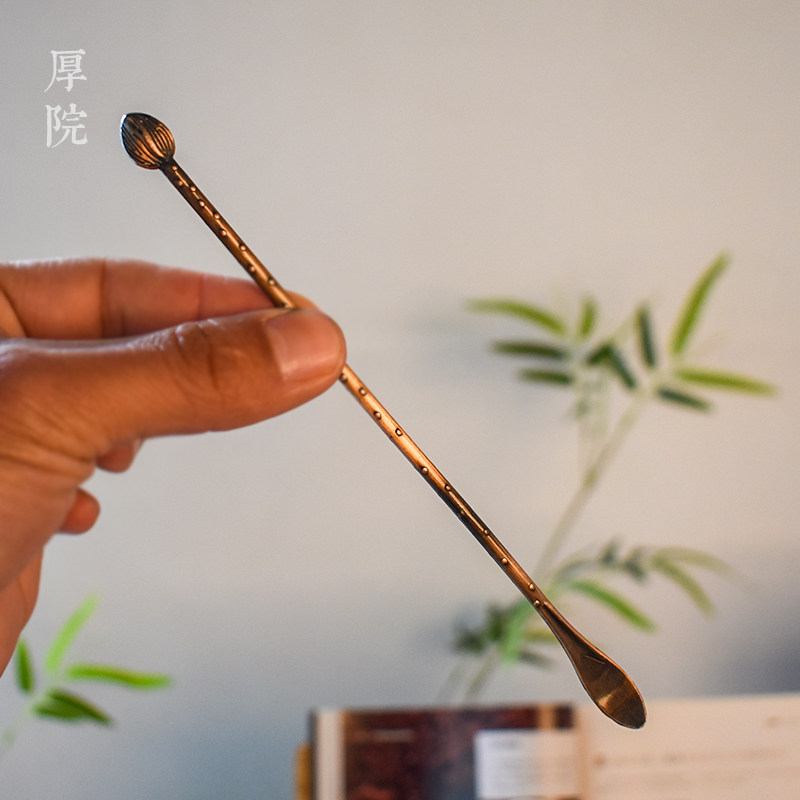 厚院【雅集】烤茶香薰配件铜茶拨茶叶熏香搅拌棒香粉香铲文房水勺图片