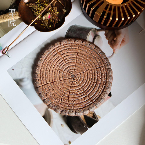 厚院【年轮】老岩泥粗陶手工裂纹垫托温茶炉隔热垫板壶承大号杯托