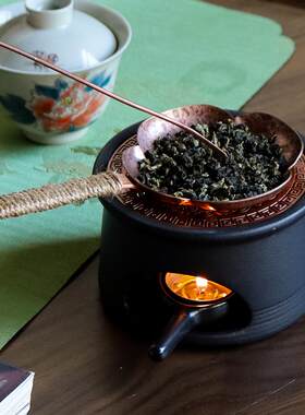 厚院【官雅】紫铜香薰炉小众高级感烤茶盘可干烧植物香粉持久熏香