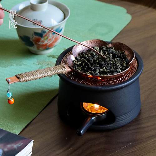 厚院【官雅】紫铜香薰炉小众高级感烤茶盘可干烧植物香粉持久熏香