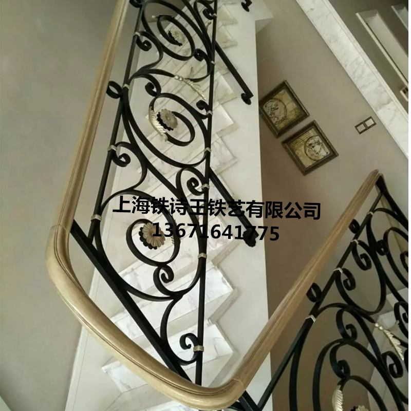 上海铁艺楼梯扶手旋转楼梯设计复式扶手别墅楼梯阁楼护栏直销