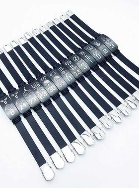 欧文威少科比库里哈登韦德球星LOGO队标手环金属扣可调节硅胶腕带