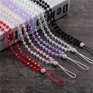 个性 长款 创意 手工编制水晶珠子时尚 手机挂绳挂脖绳结实耐用女款