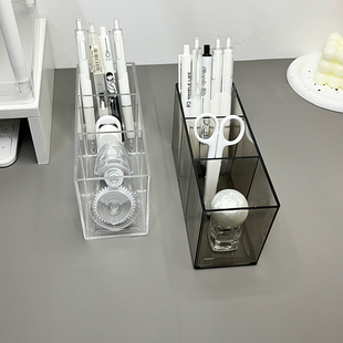 透明笔筒多功能大容量文具收纳盒办公桌面摆件学校课桌上简约笔架