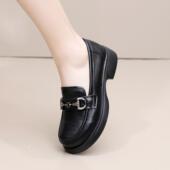 乐福鞋 小皮鞋 女一脚蹬女鞋 2025新款 女士单鞋 黑色女款 百搭软底鞋 子