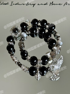 「暗夜星河」天然星光茶水晶黑金骨干拉长石手串女高级感闺蜜礼物