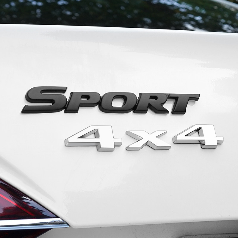 汽车4x4排量标数字尾标3d立体金属车贴4wd字母贴纸全时四驱v6车标