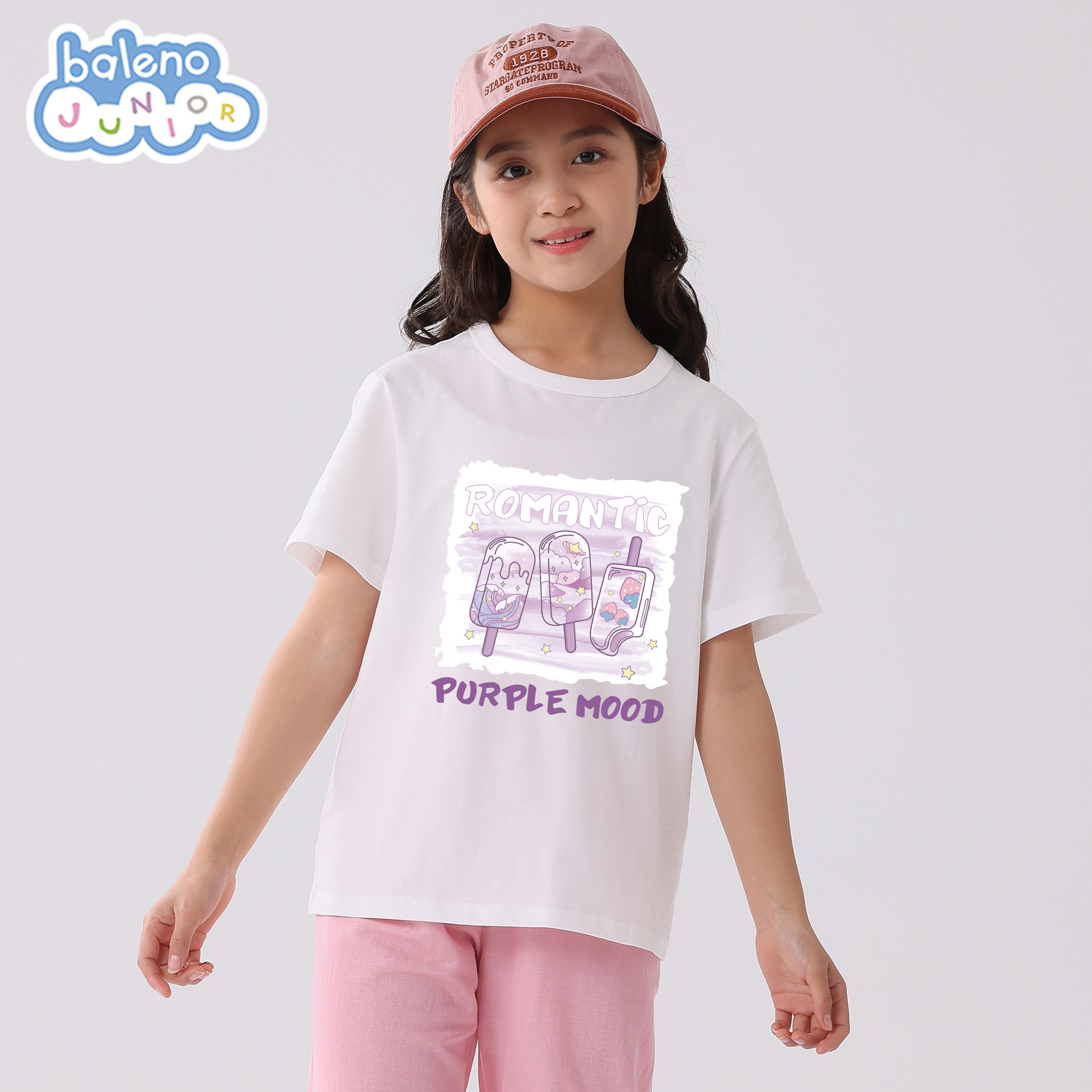 班尼路童装女童夏季短袖t恤12岁女孩夏款纯棉半袖儿童薄款上衣夏