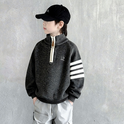 男童秋冬款毛衣2025新款中大童冬装加厚冬季打底儿童半高领毛线衣