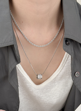 设计感转运珠双层叠戴项链