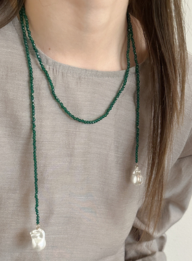 多种戴法度假风绿尖晶串珠项链